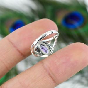 Mejor diseño clásico hecho a mano amatista piedra preciosa cabujón anillo 925 sólida plata esterlina 925 Plata estampada joyería de plata de moda - Product Image 6