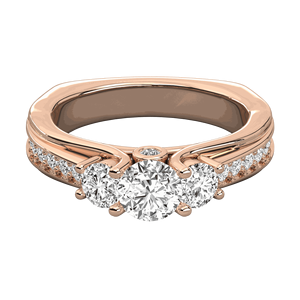 แหวนหมั้นหิน3ชิ้นสำหรับผู้หญิงชุดง่ามเพชรตัดทรงกลม - Product Image 4