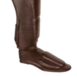 Protège-tibias en cuir de haute qualité pour adultes, prix de gros 2026, pour entraînement MMA/Boxe, logo personnalisé, légers et respirants - Product Image 6