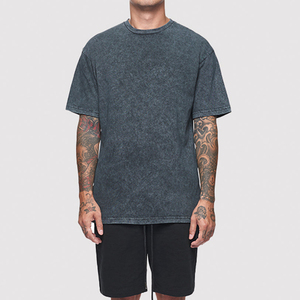 Streetwear à la mode T-shirt lavé à l'acide pour hommes en détresse Boxy T-shirts surdimensionnés Style Vintage T-shirt en coton à coupe ample de luxe - Product Image 5