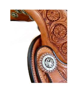 Selle de baril western pour cheval de qualité supérieure, en cuir suédé sculpté à la main, avec siège en cuir souple pour une équitation confortable - Product Image 4