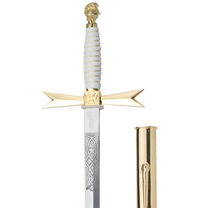 Espada Masónica con Mango Blanco y Pomelo de Casco, Sin Grabado, Funda Blanca con Gancho, Nuevos Diseños y Estilos en 2025 - Product Image 1