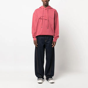 Sweat à capuche pour homme en coton surdimensionné à épaules tombantes avec logo brodé, confortable, style streetwear, avec strass, personnalisable OEM - Product Image 3