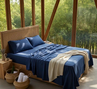 Ensemble de draps en bambou 100% biologique, ensemble de literie complet en soie vegan douce, poche profonde, drap-housse, drap plat, taies d'oreiller