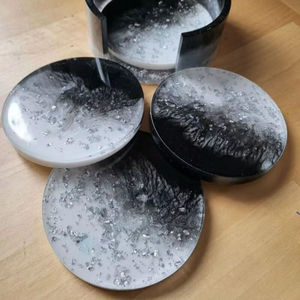 Posavasos de Madera Inspirados en el Océano, con Brillo Dorado, Hechos a Mano, Estilo Moderno, Opciones Personalizables para Decoración de Mesa en Hogares Costeros, Regalos - Product Image 4