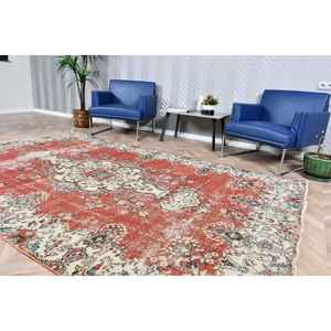 Tapis turc vintage 6,2x9,6 pieds, tapis oriental en laine rouge - Product Image 3