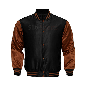 Chaqueta Bomber de Béisbol Estilo Letterman Negra Satinada Premium OEM 2025 para Hombre, Mangas Doradas, Precio al por Mayor, Resistente al Viento y Calefactable para Invierno - Product Image 5
