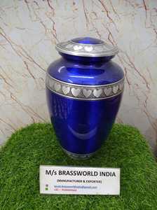 Urnas funerarias de aluminio de diseño hecho a mano, urnas de cremación de Metal de nube azul, urnas para adultos terminadas, urnas azules grabadas a mano indias - Product Image 3