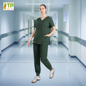 Ready for delivery women Nurse Scrubs Fashionable Polyester Spandex fabric <b>Jogger</b> Design Hospital Uniforms Made from Vietnam - Product Image 1