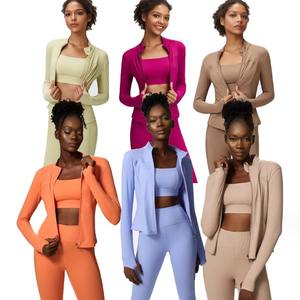 Soutien-gorge personnalisé 4 pièces respirant à haute élasticité, ensemble de leggings de yoga évasés à manches longues, ensemble de yoga pour femmes - Product Image 3