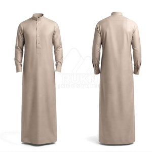 Easy Saudi Classic <b>Thobe</b> Tailored Long Length Design Collar Detail Button Front Comfortable Casual Daily Cotton Lightweight - Product Image 6