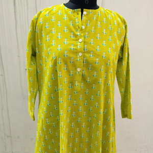 Kurti in Girls Fashion in Hand Block Printed in Pure Cotton Beautiful Long Cotton Kurta Casual Wear. - Product Image 1