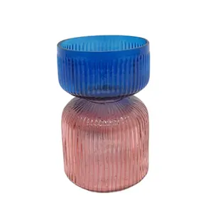 Стеклянная и Хрустальная ваза для цветов двухцветная синяя и розовая цветная стеклянная ваза в современном стиле и Хрустальная ваза для стола