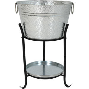 Sunnydaze Pebbled Ice <b>Bucket</b> <b>Drink</b> Cooler With Stand And Tray For Parties - Product Image 1