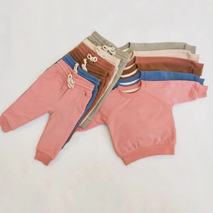 Kids Plus Size Spring Tracksuit Sets <b>Hoodie</b> and Sweatpants Solid Color Cotton Casual Long Sleeve - Product Image 3