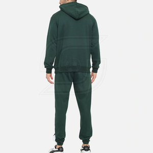 Chándal de Athleisure verde para hombre con estilo, patrón sólido con capucha y detalles en blanco y técnicas de diamantes de imitación, uso diario - Product Image 3