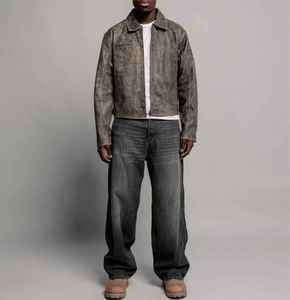 High Quality Custom Fashion Genuine Leather Cotton <b>Filling</b> Turn <b>Down</b> Collar Breathable Waterproof Warm Heated <b>Men</b> Leather <b>Jacket</b> - Product Image 4