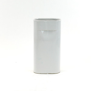 CRV3611WT - Large White Tall Flat Portfolio <b>Vase</b> - 5.7 W x 3 L x 11.4 H - Product Image 1