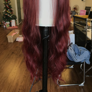 Article chaud 26 pouces Bourgogne Ondulés Afro/Curl Bundle 100% Perruque de Cheveux Humains Bruts Vietnamiens Genius Weft par LINU - Product Image 6