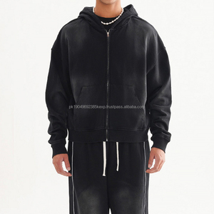 Sudadera con Capucha Personalizada con Cierre, 100% Algodón, Sudadera con Capucha Completa con Cierre, Talla Grande, Manga Larga, Unisex, Lavado Ácido - Product Image 1