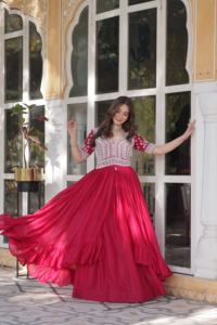 Élégante étoile Georgette Lehenga Choli avec broderie perlée et paillettes pour les fêtes et les mariages Diwali Vêtements pour femmes - Product Image 4