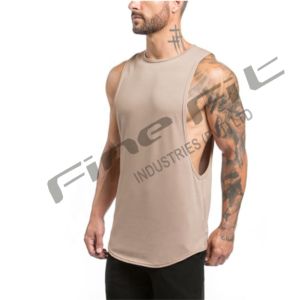 Camiseta sin mangas negra sin mangas con logotipo personalizado para hombre, Chaleco de punto para entrenamiento de gimnasio, ropa deportiva informal - Product Image 3