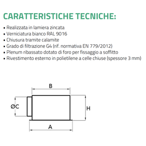 Grille de retour en aluminium blanc peint Tecnosystemi avec 45 ailettes fixes inclinées, complète avec plenum - Product Image 5