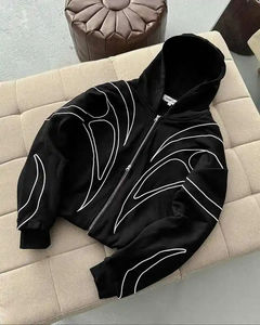 Sweat-shirts à capuche personnalisés en gros, 100% coton, 500 g/m², double fermeture éclair, qualité supérieure, lourd, sweat-shirt à capuche court pour homme - Product Image 4