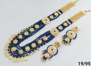 Collar largo de perla Kundan y Motipearl tradicional de lujo indio largo Mala tono dorado Kundan con conjunto de pendientes a juego para mujeres y niñas - Product Image 2