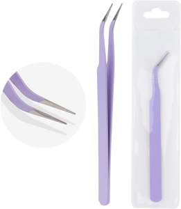 Ensemble de pinces à épiler pointues roses de qualité supérieure avec embouts en acier inoxydable anti-magnétiques pour les cils, dans un étui compact, vente en gros - Product Image 5