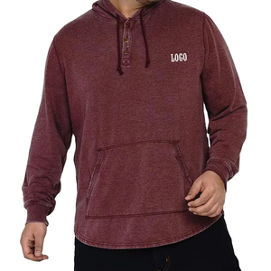 Ropa de hombre, jersey de calle, Sudadera con capucha y bolsillo, color sólido básico, mezcla de algodón, ropa informal, corte holgado, manga larga - Product Image 1