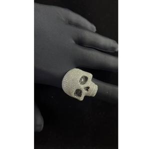 <b>Mens</b> 925 Sterling <b>Silver</b> Skull <b>Ring</b> with Sparkling Diamond Eye-Catching Accessory for Unique Personal Style Available for Sale - Product Image 1
