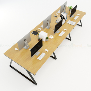 BFTB2013 TrapezBamboo II 6-Piece Cluster <b>Table</b> Foldable <b>Adjustable</b> Steel <b>Legs</b> Modern Office Furniture for Hotels Offices - Product Image 1