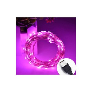 USB LED stringa di luce, rosa fucsia, 5 metri, 50 LED, IP67, per il gioco, custodia per PC, natale, festa, decorazioni di nozze-auto - Product Image 1