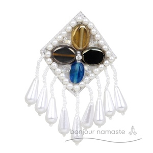 Orecchini a goccia di perle artigianali lavorati in pietra colorata | Eleganti gioielli da sera da sposa | Bonjour Namaste | All'ingrosso Canada europa | - Product Image 3