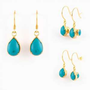 ต่างหูแบบห้อยอัญมณีสีเขียวและสีเงินสเตอร์ลิง925จำนวนมากชุบทองสำหรับผู้หญิงและเด็กผู้หญิง - Product Image 3