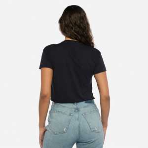 Maglietta da <span class=keywords><strong>donna</strong></span> Basic con scollo rotondo a manica corta da <span class=keywords><strong>donna</strong></span> Pullover giallo <span class=keywords><strong>senape</strong></span> a maniche corte Crop Top traspirante Crop Top - Product Image 3