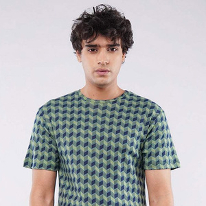 Camiseta de peso pesado personalizada para hombre, camisetas de gran tamaño con estampado completo de estilo callejero Vintage de longitud corta con Cuello clásico para hombre - Product Image 5