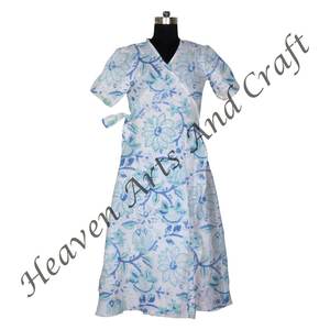 Peignoir de nuit de style caftan de qualité supérieure Robe en coton naturel imprimé bloc maxi Vêtements de plage et vêtements de nuit - Product Image 1