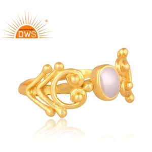 Dernière conception faite à la main 18K plaqué or perle naturelle bague réglable Demi fabricant de bijoux fins - Product Image 3