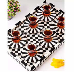 Nouveau meilleur plateau décoratif floral de résine d'incrustation d'os d'usine directe de conception avec le sous-verre de thé de 6 pièces avec le plateau de résine d'incrustation d'os - Product Image 3