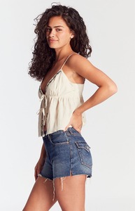 OMMiZ Stretchy Dark Indigo Button Pocket High Waisted Denim Festival Shorts With Pockets Women Casual Pants Hot Shorts - Product Image 2