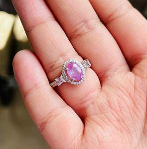 Bague cocktail en argent sterling 925 plaqué rhodium avec pierre précieuse de kunzite rose naturelle taille brillant pour femmes - Product Image 1