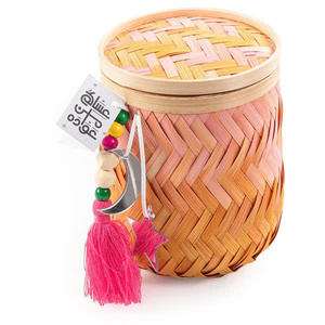 Colorful Handwoven Bamboo Ramadan <b>Box</b> <b>Round</b> Wicker Candy Holder for Festive Decorations - Product Image 3