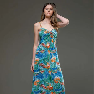 Robe de fête d'été pour femmes Robe décontractée de luxe sexy en coton et lin sans manches Bleu de meilleure qualité Robe longue pour femmes - Product Image 1