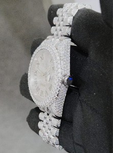 Luxury Men's Stainless Steel Analog Miyota Mechanical Movement Glass Diamond <b>Watch</b> VVS Clarity Iced Hip Hop Style Moissanite - Product Image 3