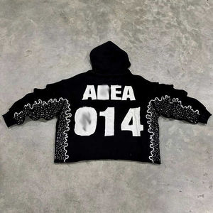 Personalizado Raw Hem con capucha invierno parche bordado Rhinestone mujeres alta calidad elegante Sudadera con capucha 100% algodón Streetwear 2025 - Product Image 1
