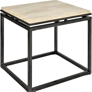 Ensemble de deux tables d'appoint au design moderne avec support en fer Plateau en fonte d'aluminium pour bureau à domicile ou restaurant à des fins décoratives - Product Image 2