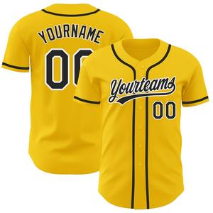 Uniforme de béisbol Industria Ropa deportiva Personalizado Amarillo Negro-Blanco Camiseta de béisbol auténtica - Product Image 1