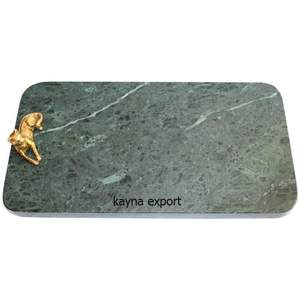 Nouveau Design En Acier Inoxydable Poignée Granit Marbre Plateau pour La Décoration De Table Belle Hôtel Fournitures Rectangle Plateau Table Décor - Product Image 3